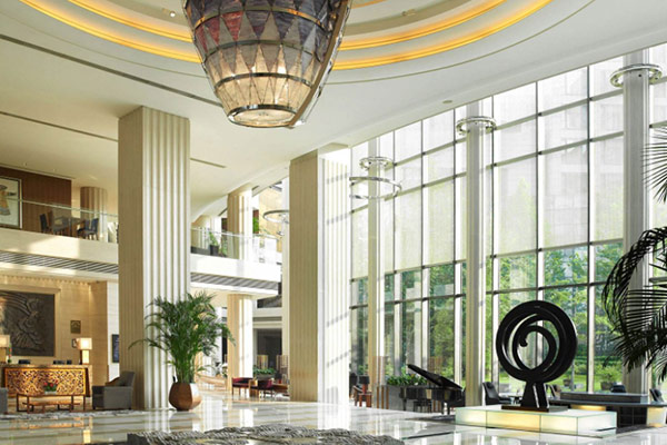 The hotel lobby